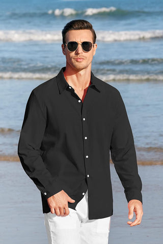 Button up Long Sleeve Linen Lightweight Shirt