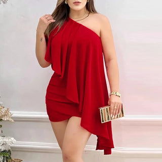 One Shoulder Ruched Asymmetrical Party Dresses