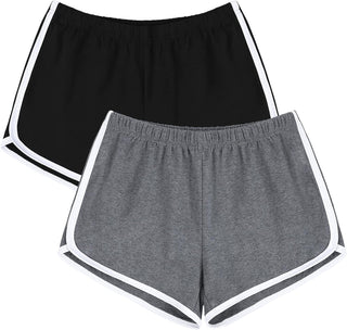 Women'S Cotton Shorts Gym Shorts Yoga Shorts Summer Running Active Shorts Dance Elastic Shorts, Pack of 2