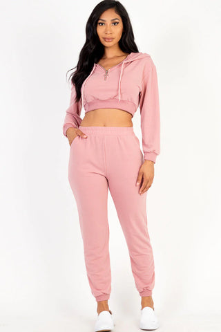 French Terry Half Zip Hoodie and Joggers Set (CAPELLA) Top & Bottom Legging Set